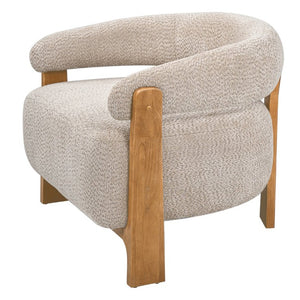English Elm 28.7 Inch Boucle Barrel Accent Chair Mid-Century Solid Wood Legs Cozy Living Room Seat N767P449785L