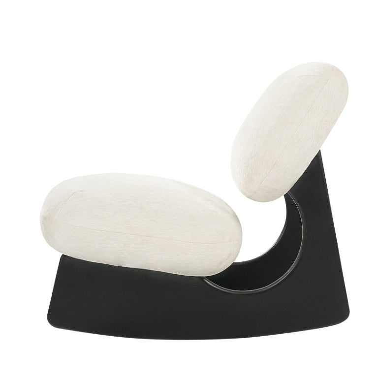 English Elm Modern Sculptural Chenille Rocker Chair Hollow Curved Base for Nursery or Living Room N767P452334W