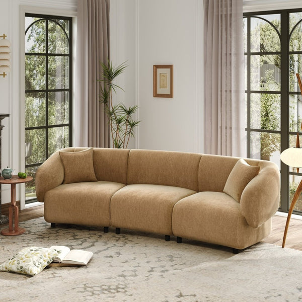 English Elm 98.5 Inch Curved Boucle Three Seat Sofa Plush Foam Living Room Contemporary N767P452812M