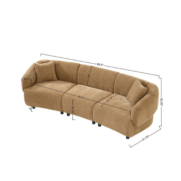 English Elm 98.5 Inch Curved Boucle Three Seat Sofa Plush Foam Living Room Contemporary N767P452812M