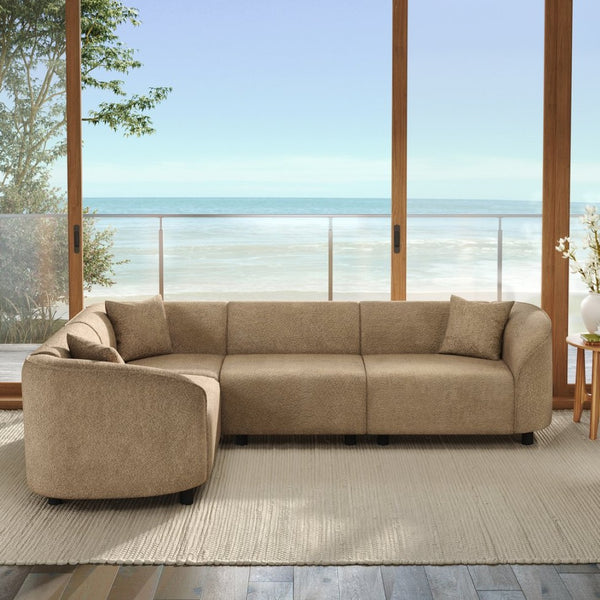 English Elm 104" Curved Bouclé L-shaped Sectional Sofa Plush 4-seat Modern Living Room N767P466127K