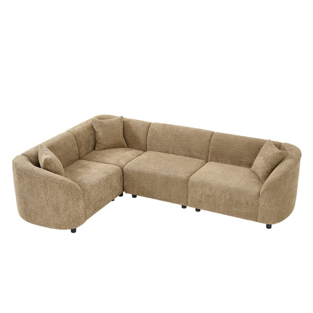 English Elm 104" Curved Bouclé L-shaped Sectional Sofa Plush 4-seat Modern Living Room N767P466127K