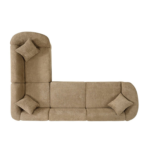 English Elm 104" Curved Bouclé L-shaped Sectional Sofa Plush 4-seat Modern Living Room N767P466127K