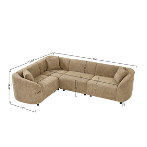 English Elm 104" Curved Bouclé L-shaped Sectional Sofa Plush 4-seat Modern Living Room N767P466127K