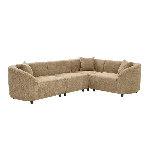 English Elm 104" Curved Bouclé L-shaped Sectional Sofa Plush 4-seat Modern Living Room N767P466127K