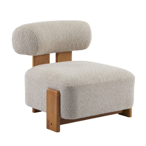 English Elm 27.25 Boucle Lounge Chair Solid Wood Frame Rolled Back Wide Seat Modern Accent N767P477891A
