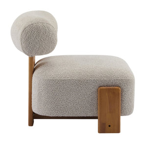 English Elm 27.25 Boucle Lounge Chair Solid Wood Frame Rolled Back Wide Seat Modern Accent N767P477891A