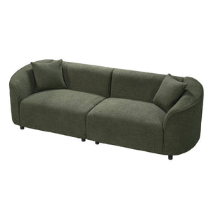English Elm 87.4 Inch Curved Boucle Sofa with Wood Slit Armrests and Deep Foam Seat for Living Room 87.5 inches N767P504825A