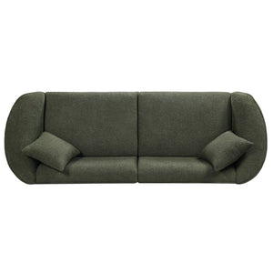 English Elm 87.4 Inch Curved Boucle Sofa with Wood Slit Armrests and Deep Foam Seat for Living Room 87.5 inches N767P504825A