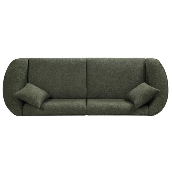 English Elm 87.4 Inch Curved Boucle Sofa with Wood Slit Armrests and Deep Foam Seat for Living Room 87.5 inches N767P504825A