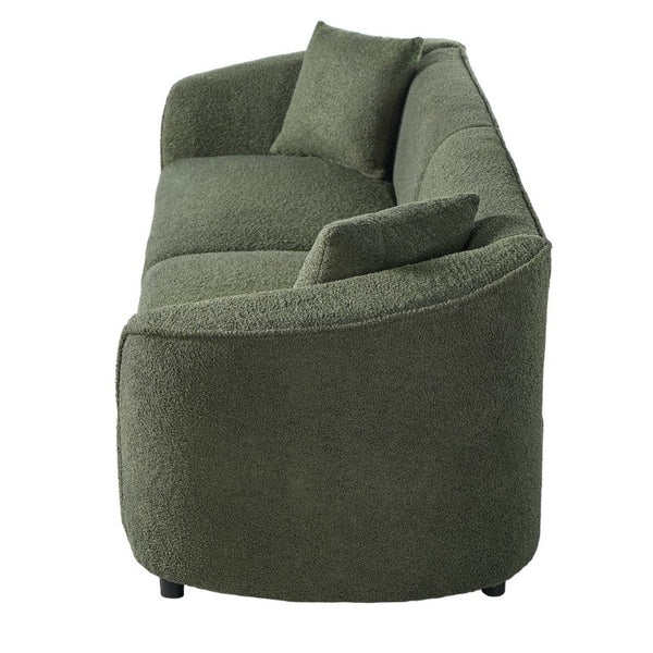 English Elm 87.4 Inch Curved Boucle Sofa with Wood Slit Armrests and Deep Foam Seat for Living Room 87.5 inches N767P504825A
