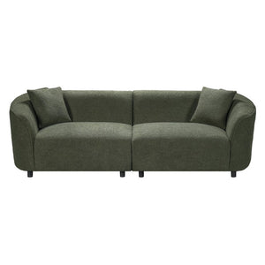 English Elm 87.4 Inch Curved Boucle Sofa with Wood Slit Armrests and Deep Foam Seat for Living Room 87.5 inches N767P504825A