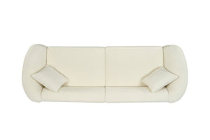 English Elm 87 Inch Curved Velvet Sofa Sculptural Low Profile Design for Modern Living Rooms N767P504825U
