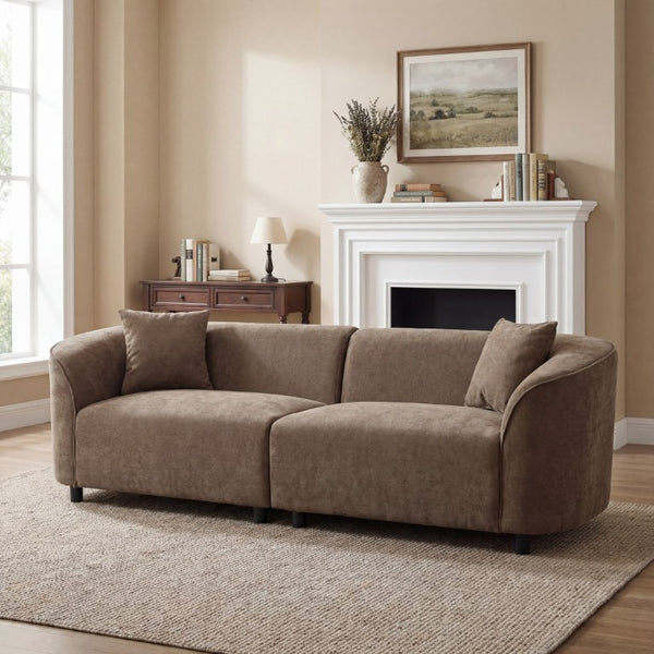 English Elm 87 Inch Curved Velvet Sofa Sculptural Silhouette for Modern Living Rooms N767P504825W