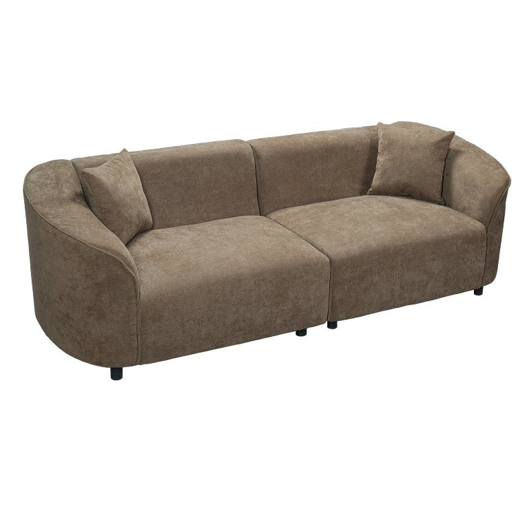 English Elm 87 Inch Curved Velvet Sofa Sculptural Silhouette for Modern Living Rooms N767P504825W