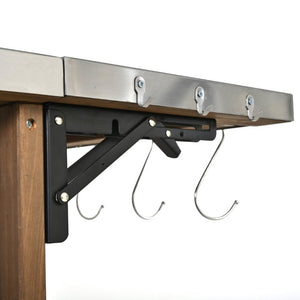 English Elm 54.33 Inch Solid Fir Outdoor Kitchen Cart with Stainless Steel Top and Locking Wheels N767P528183A