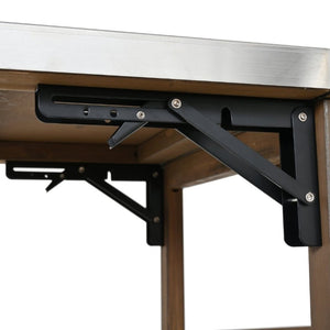 English Elm 54.33 Inch Solid Fir Outdoor Kitchen Cart with Stainless Steel Top and Locking Wheels N767P528183A