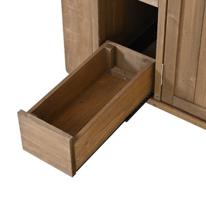 English Elm 54.33 Inch Solid Fir Outdoor Kitchen Cart with Stainless Steel Top and Locking Wheels N767P528183A