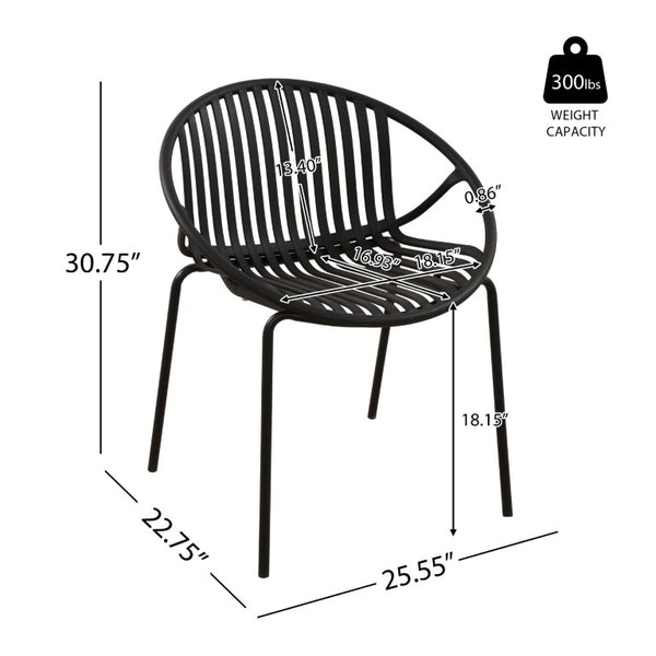 English Elm 7 Piece Outdoor Aluminum Polypropylene Dining Set with Six Stackable Patio Chairs N768P192555K_6_N768P491921B