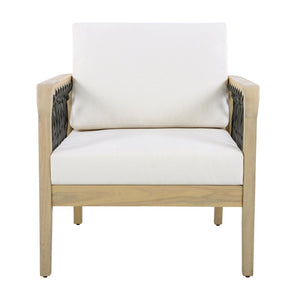 English Elm 4-piece Acacia Wood Outdoor Conversation Set with Handwoven Rope Armrests and Cushions Light Teak / Dark Gray Rope / Cream Cushion N768P363953L_2_N768P363954L