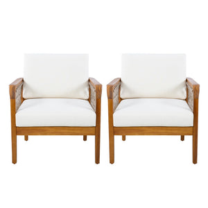 English Elm Outdoor Acacia Wood Club Chairs Set of 2 with Handwoven Rope Arms and Cushions Teak N768P363953T_2