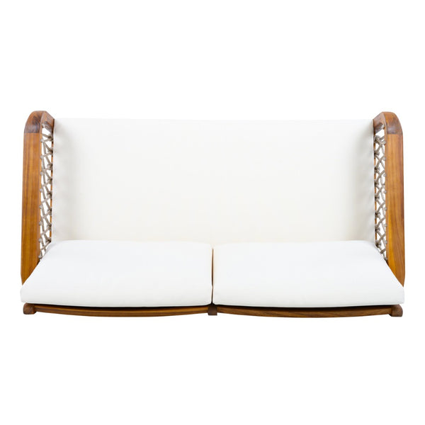 English Elm 4-piece Acacia Wood Outdoor Conversation Set with Handwoven Rope Armrests and Cushions Teak / Oatmeal Rope / Cream Beige Cushion N768P363953T_2_N768P363954T
