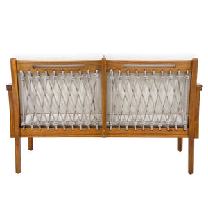 English Elm 4-piece Acacia Wood Outdoor Conversation Set with Handwoven Rope Armrests and Cushions Teak / Oatmeal Rope / Cream Beige Cushion N768P363953T_2_N768P363954T