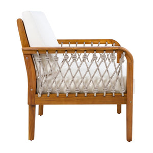 English Elm 4-piece Acacia Wood Outdoor Conversation Set with Handwoven Rope Armrests and Cushions Teak / Oatmeal Rope / Cream Beige Cushion N768P363953T_2_N768P363954T