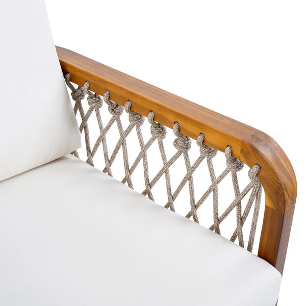 English Elm 4-piece Acacia Wood Outdoor Conversation Set with Handwoven Rope Armrests and Cushions Teak / Oatmeal Rope / Cream Beige Cushion N768P363953T_2_N768P363954T