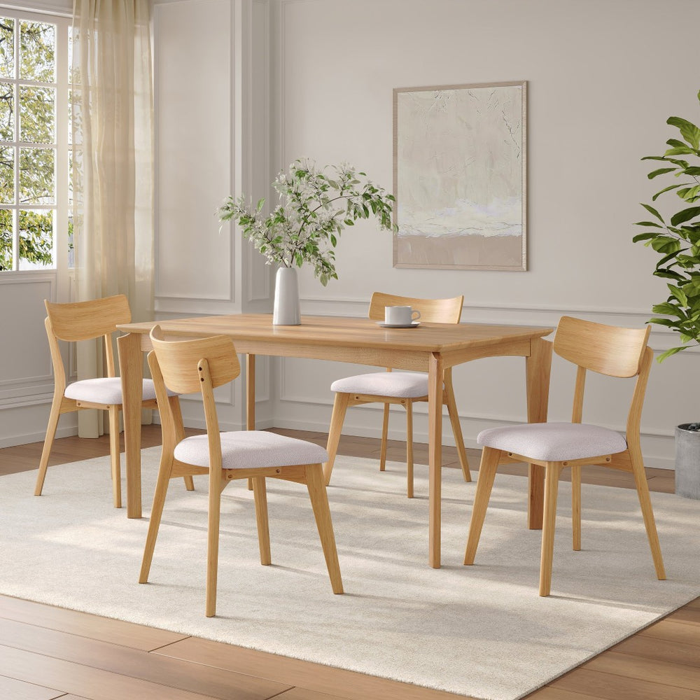 English Elm Mid-Century Rubberwood Dining Chairs Set of Four with Padded Seats for Modern Rooms N768P379795B_4