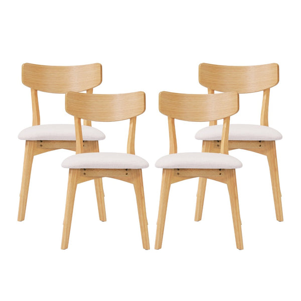 English Elm Mid-Century Rubberwood Dining Chairs Set of Four with Padded Seats for Modern Rooms N768P379795B_4
