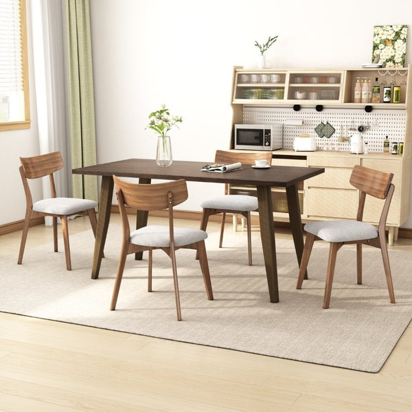 English Elm Mid-Century Walnut Frame Rubberwood Dining Chair Set with Foam Padded Upholstery Light Beige / Walnut 20.25 x 20.25 x 31.5 N768P379795L_4