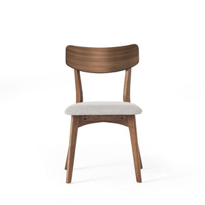 English Elm Mid-Century Walnut Frame Rubberwood Dining Chair Set with Foam Padded Upholstery Light Beige / Walnut 20.25 x 20.25 x 31.5 N768P379795L_4