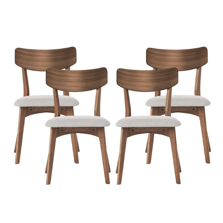 English Elm Mid-Century Walnut Frame Rubberwood Dining Chair Set with Foam Padded Upholstery Light Beige / Walnut 20.25 x 20.25 x 31.5 N768P379795L_4