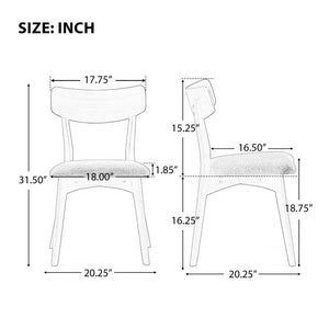 English Elm Mid-Century Walnut Frame Rubberwood Dining Chair Set with Foam Padded Upholstery Light Beige / Walnut 20.25 x 20.25 x 31.5 N768P379795L_4