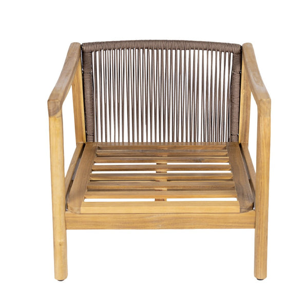 English Elm Outdoor Acacia Wood Club Chair Set with Woven Rope Back and Cushions for Patio Brown / Teak N768P383070B_2