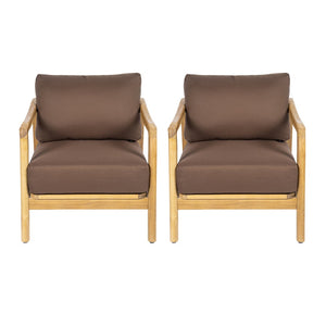 English Elm Outdoor Acacia Wood Club Chair Set with Woven Rope Back and Cushions for Patio Brown / Teak N768P383070B_2