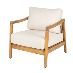 English Elm Outdoor Acacia Wood Club Chair Set with Woven Rope Back and Cushions for Patio Teak / Beige N768P383070T_2