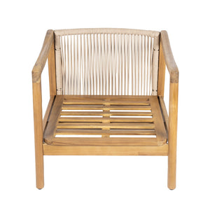 English Elm Outdoor Acacia Wood Club Chair Set with Woven Rope Back and Cushions for Patio Teak / Beige N768P383070T_2