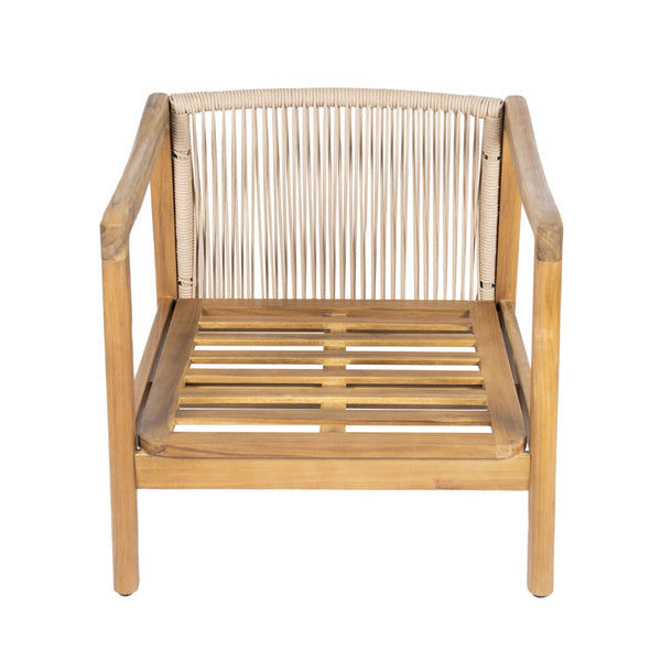 English Elm Outdoor Acacia Wood Club Chair Set with Woven Rope Back and Cushions for Patio Teak / Beige N768P383070T_2