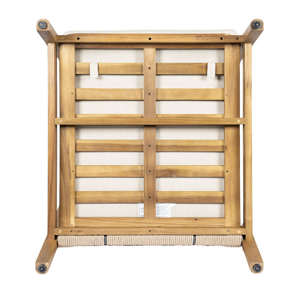 English Elm Outdoor Acacia Wood Club Chair Set with Woven Rope Back and Cushions for Patio Teak / Beige N768P383070T_2