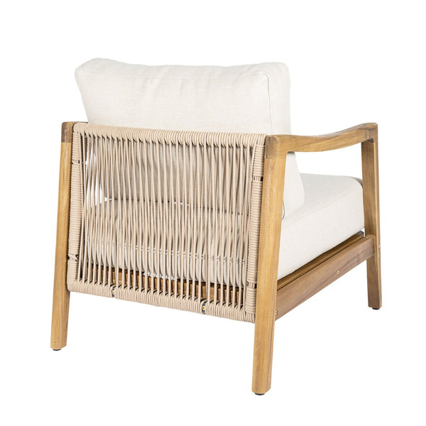 English Elm Outdoor Acacia Wood Club Chair Set with Woven Rope Back and Cushions for Patio Teak / Beige N768P383070T_2