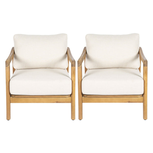 English Elm Outdoor Acacia Wood Club Chair Set with Woven Rope Back and Cushions for Patio Teak / Beige N768P383070T_2