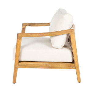English Elm Outdoor Acacia Wood Club Chair Set with Woven Rope Back and Cushions for Patio Teak / Beige N768P383070T_2