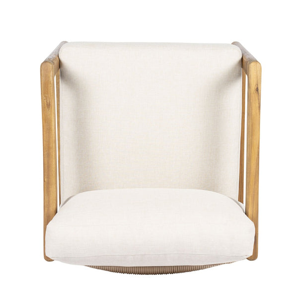 English Elm Outdoor Acacia Wood Club Chair Set with Woven Rope Back and Cushions for Patio Teak / Beige N768P383070T_2