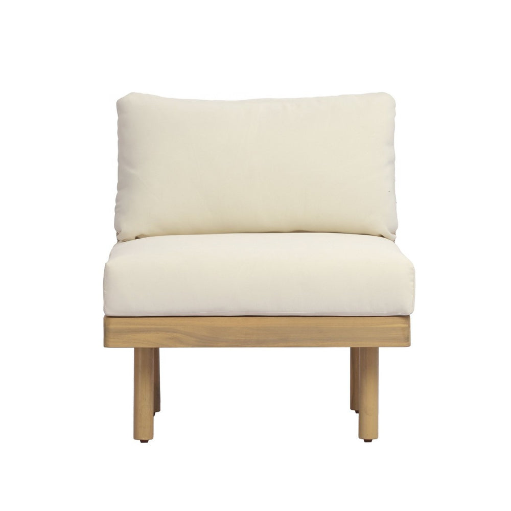 English Elm Acacia Wood Outdoor Lounge Chair with Rope Woven Back and Fade Resistant Cushions N768P395020L