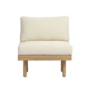 English Elm Acacia Wood Outdoor Lounge Chair with Rope Woven Back and Fade Resistant Cushions N768P395020L