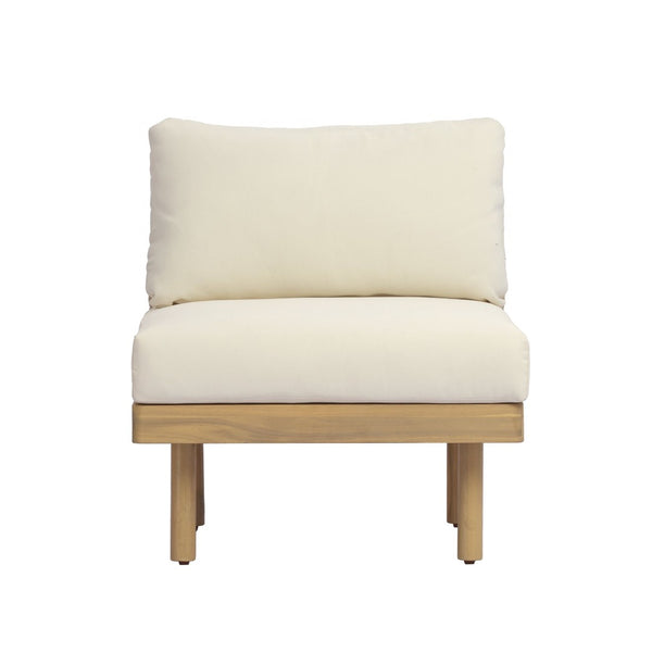 English Elm Acacia Wood Outdoor Lounge Chair with Rope Woven Back and Fade Resistant Cushions N768P395020L