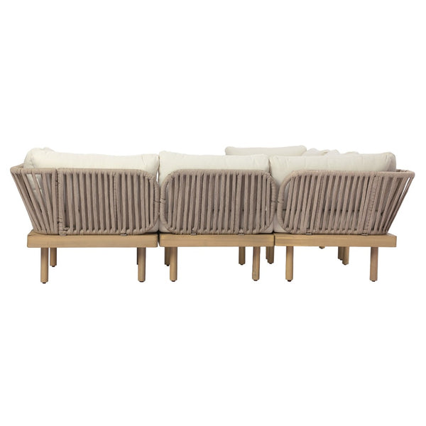 English Elm Acacia Wood Outdoor Lounge Chair with Rope Woven Back and Fade Resistant Cushions N768P395020L