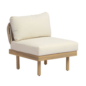 English Elm Acacia Wood Outdoor Lounge Chair with Rope Woven Back and Fade Resistant Cushions N768P395020L